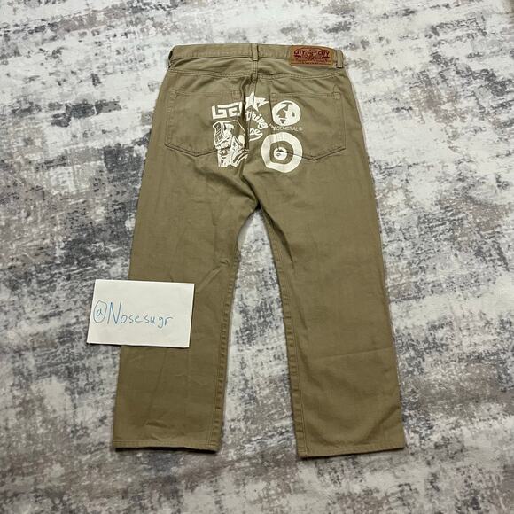 Authentic Bape 2000’s Multi Logo Khaki Denim Jeans 32 - Picture 1 of 6